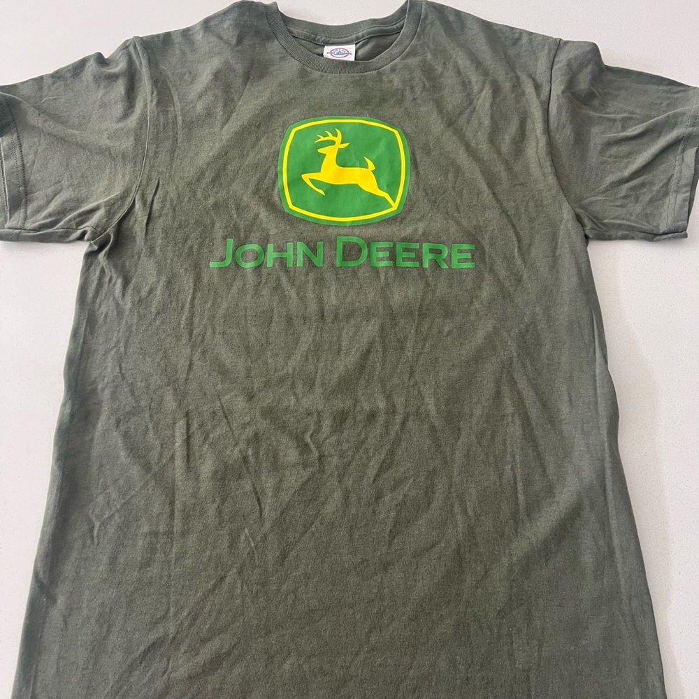 Vtg John Deere Classic Logo Olive Green‎ T-shirt Mens Medium